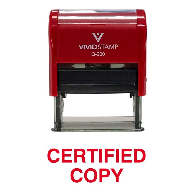 Vivid Stamp Certified Copy Self Inking Rubber Stamp (Red Ink) - Medium - Image 2